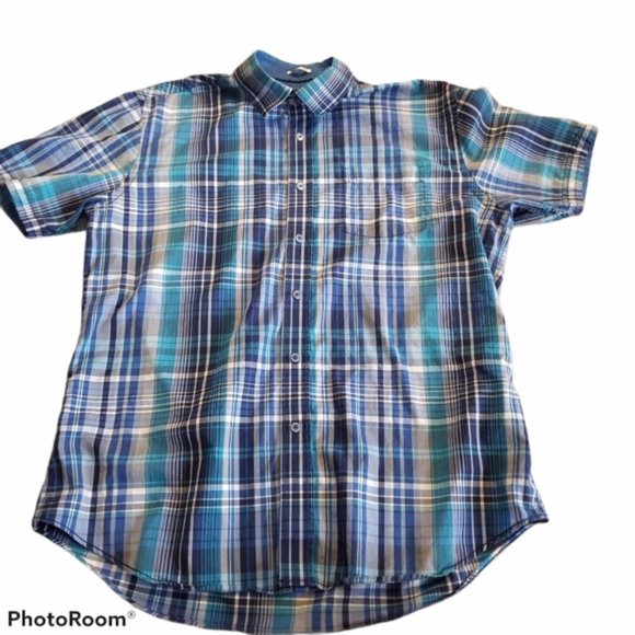 (XL) Bugatchi Shaped Fit Men's Short Sleeve Plaid Shirt Business Casual - Picture 1 of 11